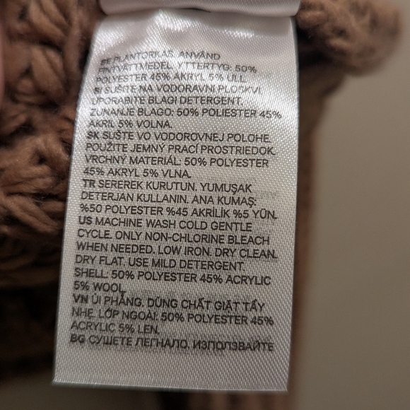 H&M Ribbed Polo-Neck Jumper Elegant Drop Shoulder Beige Turtleneck Sweater- L - Picture 11 of 11